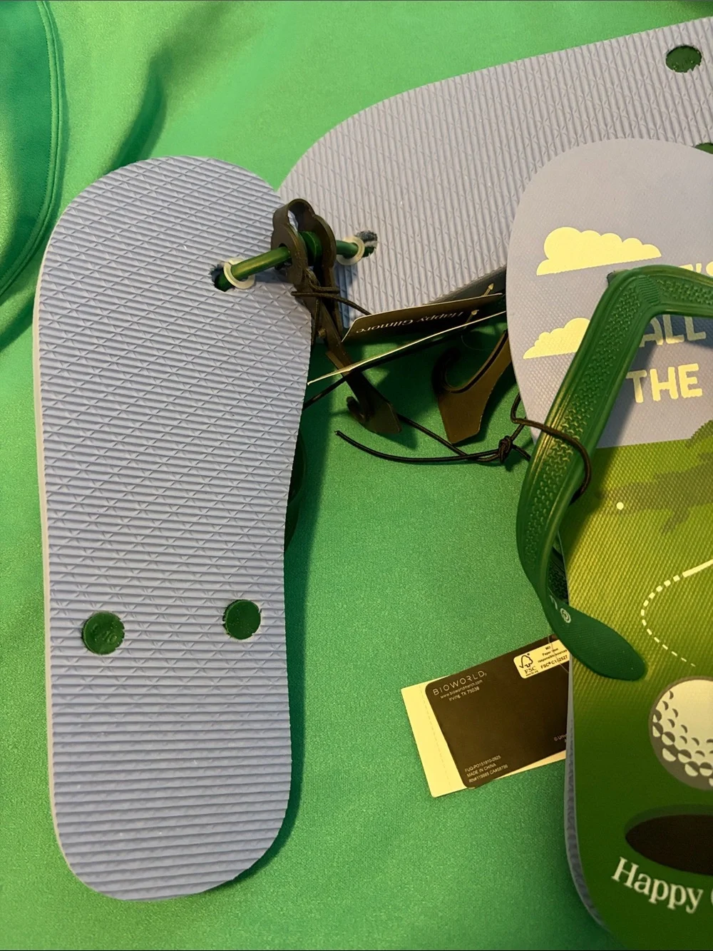 Men's Green & Purple Graphic Flip Flops